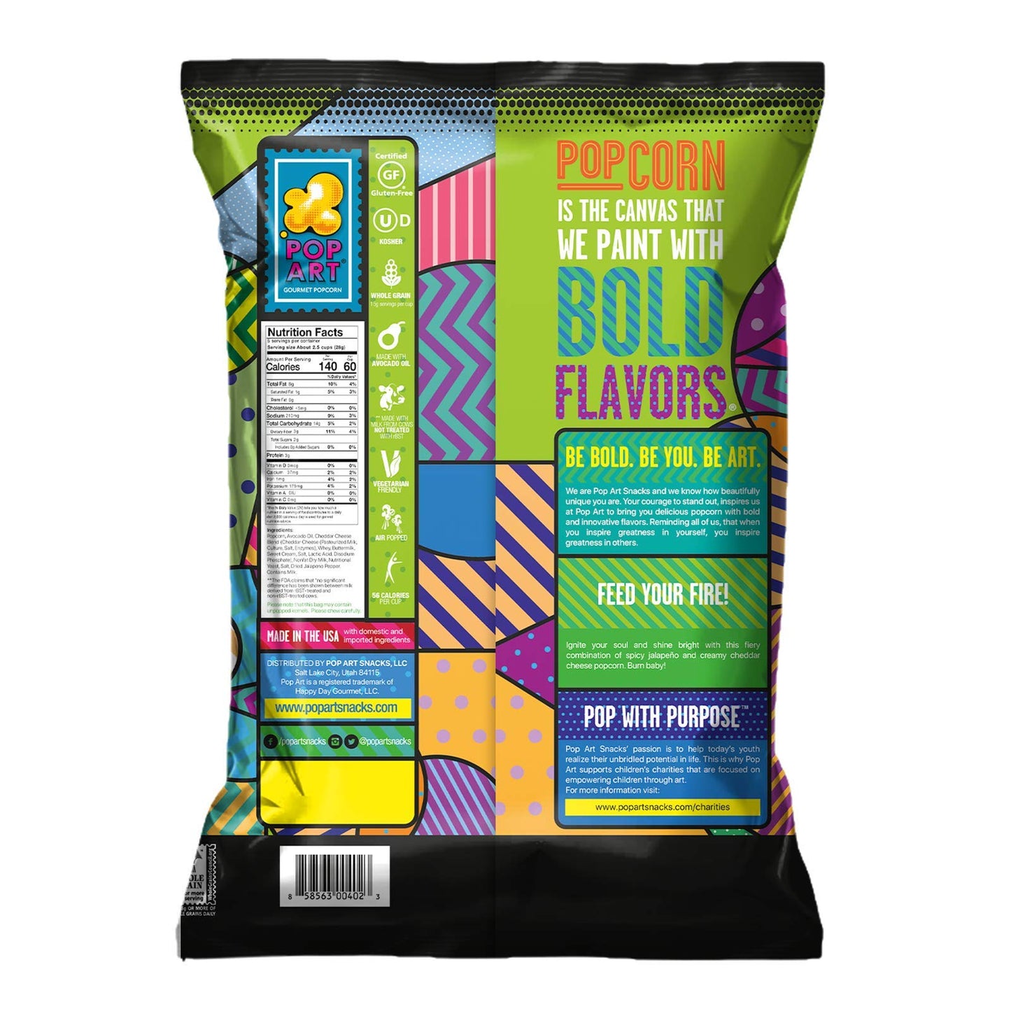 Pop Art Snacks Gourmet Popcorn - Cheddar Jalapeno 5 Oz