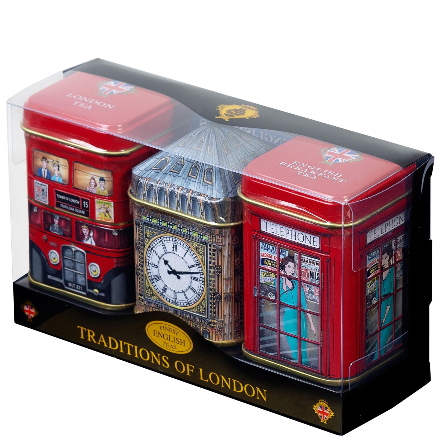 British London Sights Tea Tins With Fine English Breakfast Tea, British Souvenir, Big Ben, Uk Foods (Loose Leaves)