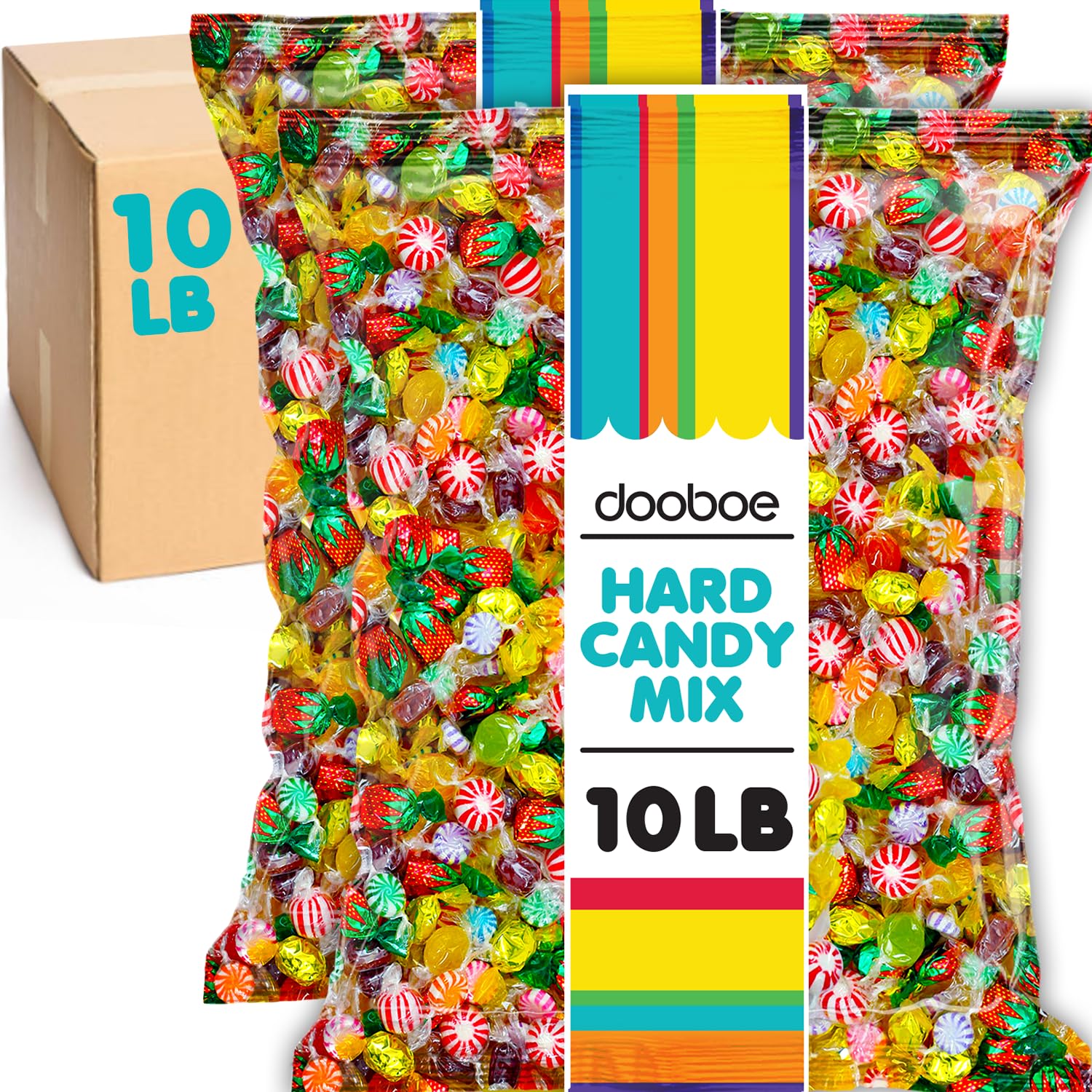 Dooboe Hard Candy Assortment - 10 Pounds - Big Bulk Hostess Candies - Mixed Flavor Sweets for Offices  Breakrooms  Gifting