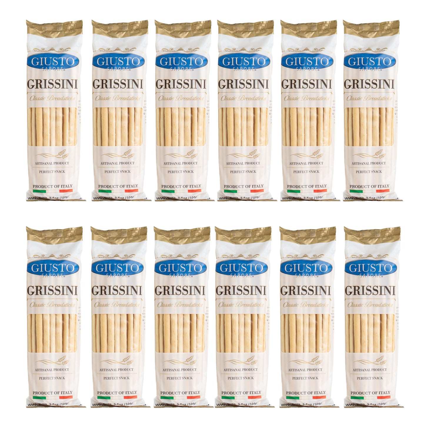 Giusto Sapore Grissini Classic Breadsticks - 100g - Imported from Italy and Family Owned - 12 Pack