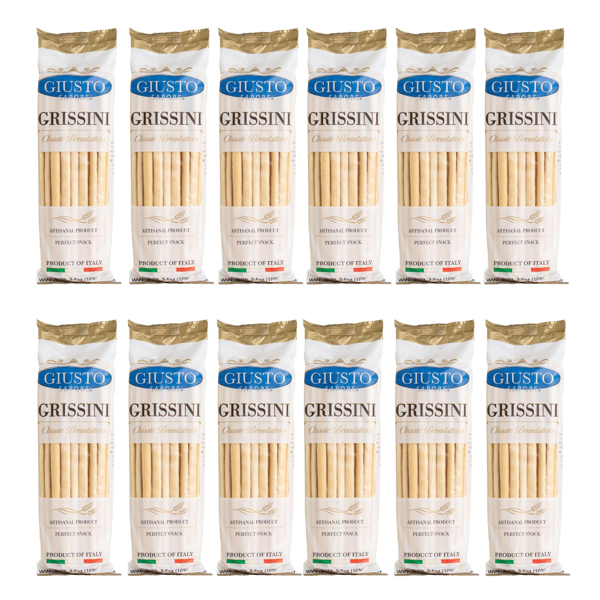Giusto Sapore Grissini Classic Breadsticks - 100g - Imported from Italy and Family Owned - 12 Pack