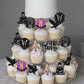 YCTHUNFISH Cupcake Toppers, 24 Pack Glitter Wednesday Addams, Paper, W 6.2 x H 7.8, Black Bat Girl Birthday Party Decorations