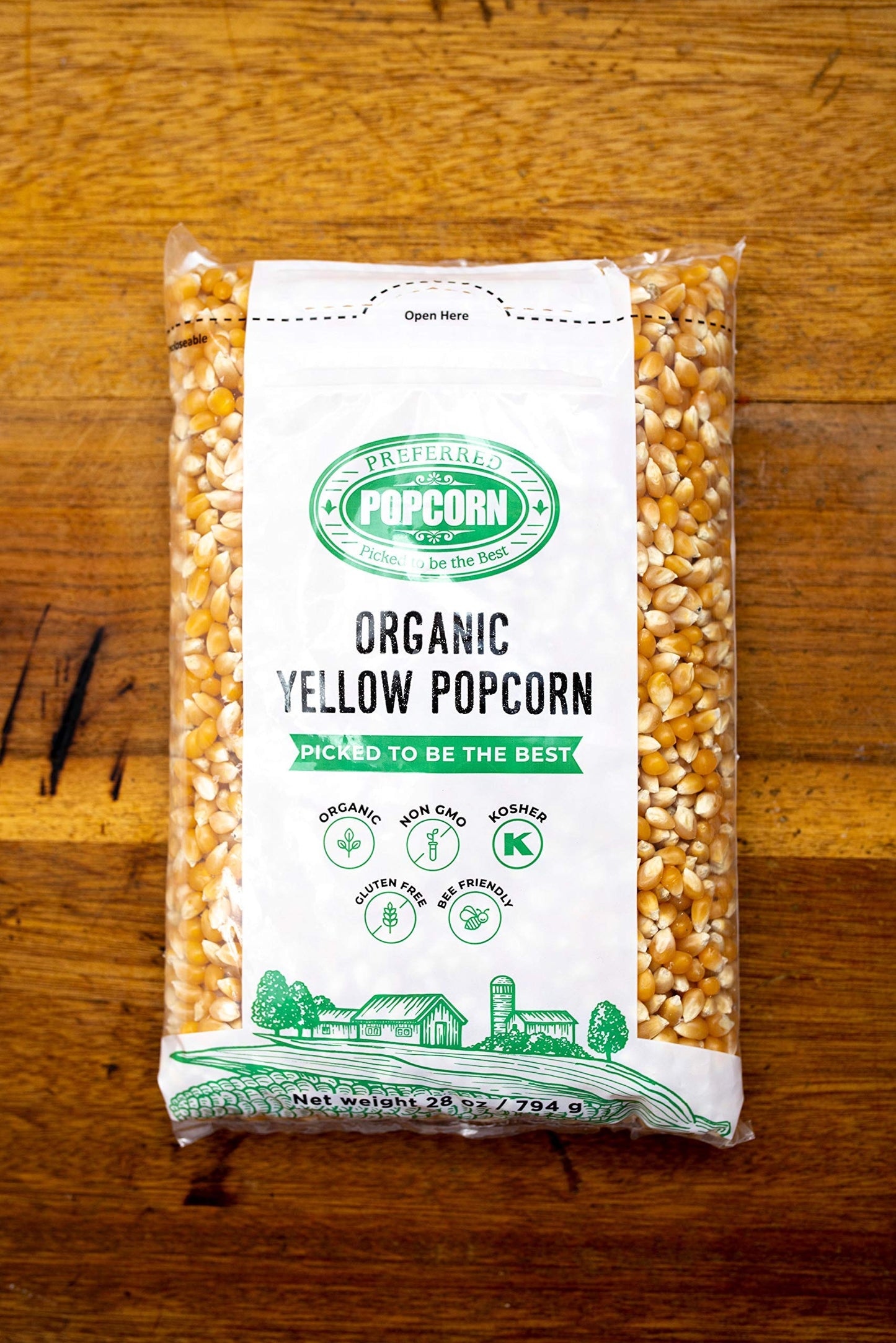 Preferred Popcorn Organic Popcorn, 28 Ounce Bag, Pack Of 4, 30 Servings Per Bag