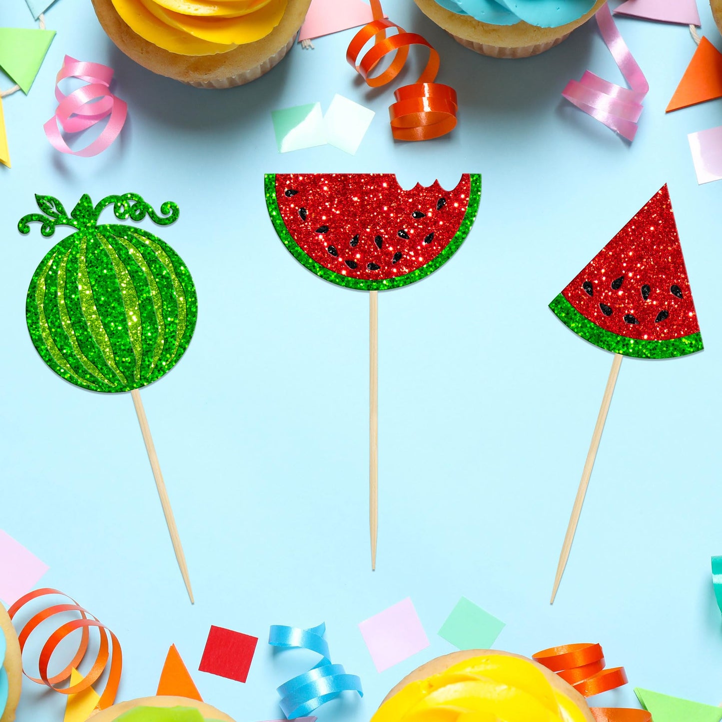 24Pcs Watermelon Cupcake Toppers One In A Melon Cupcake Picks Watermelon Fruit Cake Topper Decorations For Baby Girl Birthday Pa