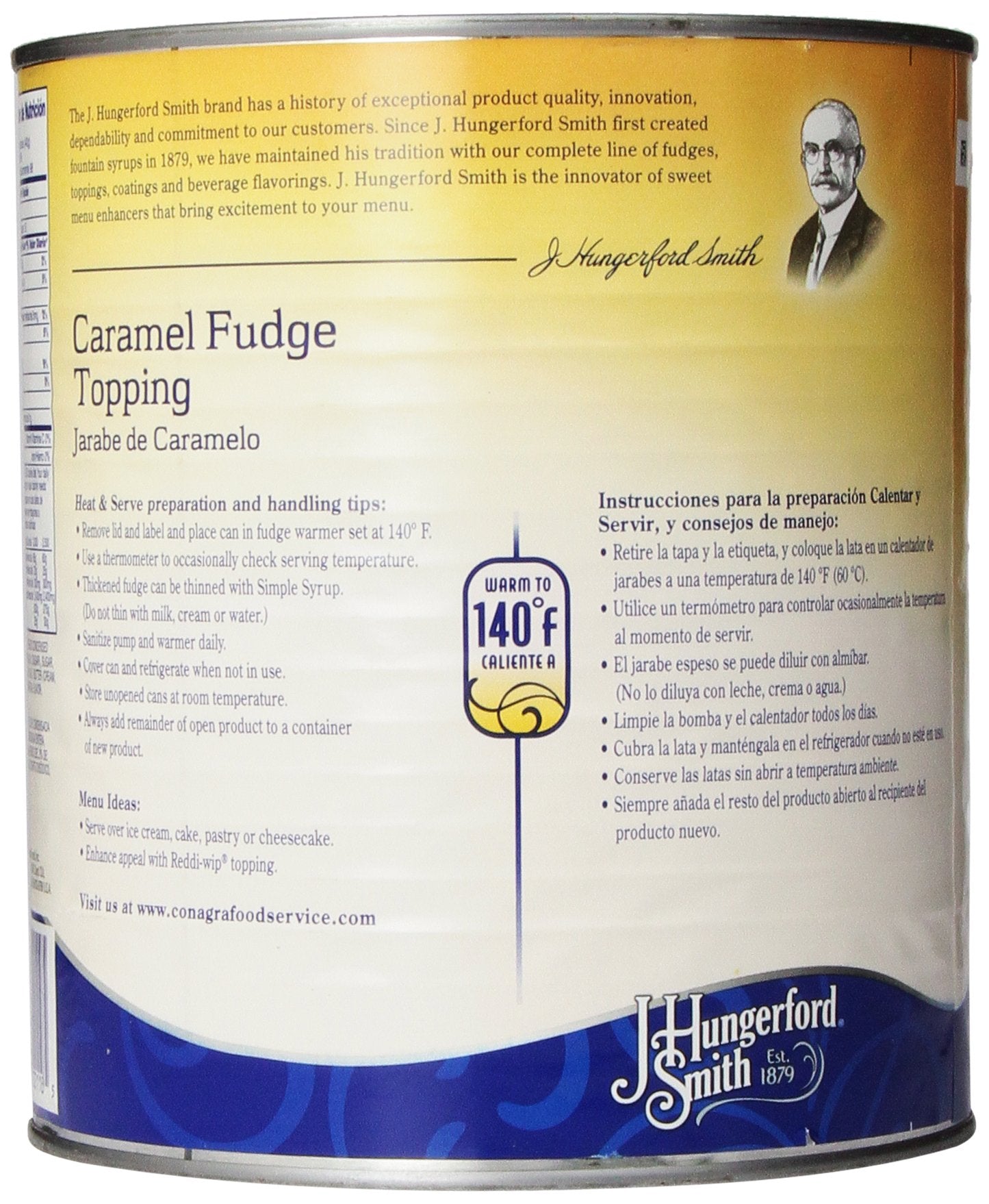 J. Hungerford Smith Fudge Topping, Caramel, 138 Ounce