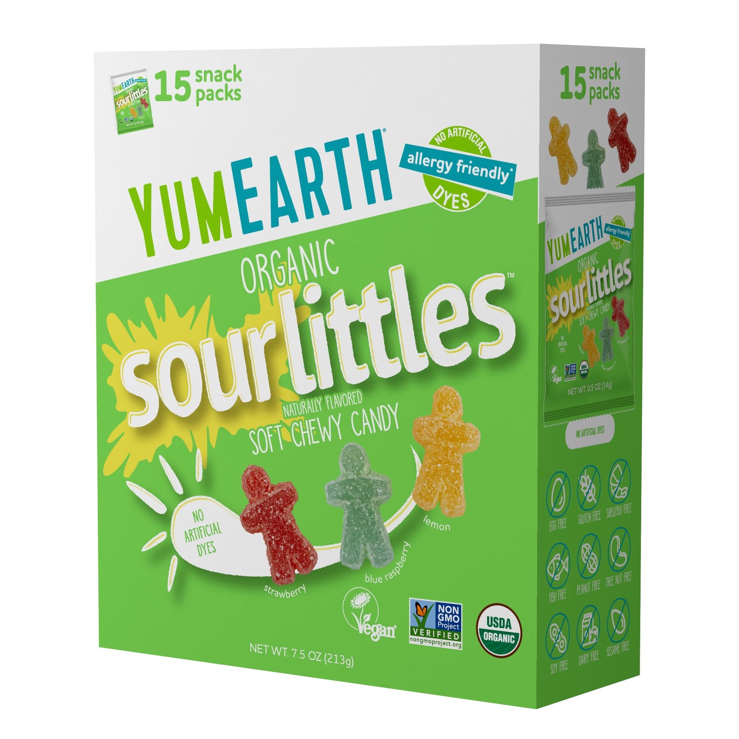 YumEarth Organic Sour Littles Chewy Candy - Allergy Friendly (Top 9 Free), No Artificial Dyes, Non GMO, Gluten Free, Vegan Candy