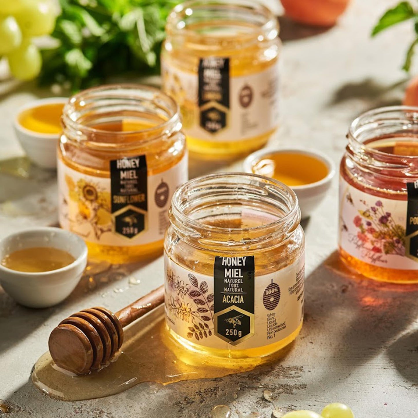Honigma Raw Honey | Exquisite Taste | 100% Pure | Unpasteurized | Unfiltered | Partially Crystallized | (8.8 Fl Oz (Pack Of 4),