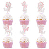 Cyodoos 24Pcs Cat Cupcake Toppers Shiny Pink Cat Baby Shower Cupcake S Cute Cat Theme Princess Theme Bridal Shower Wedding Anniversary Party Decoration Pink
