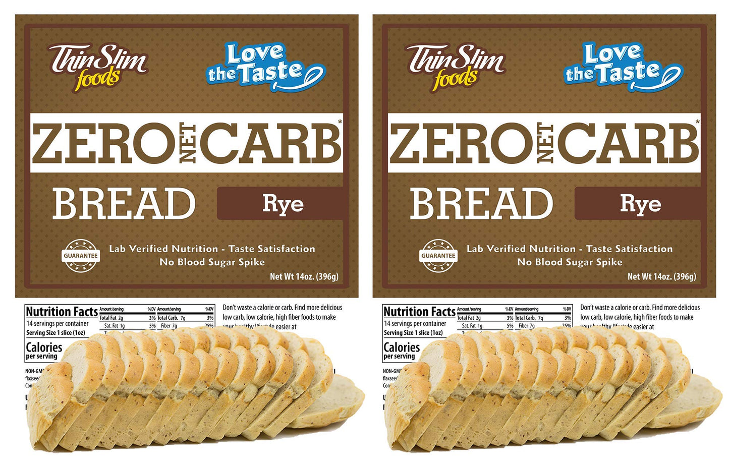 ThinSlim Foods Zero Net Carb Keto Bread | Low Carb Bread | Rye (Pack of 2)