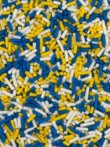 Blue Yellow White Sprinkles for Cake, Cupcake, Cookie Decorations, Ice Cream and Donut Toppings Edible Decorating Baking Supplie