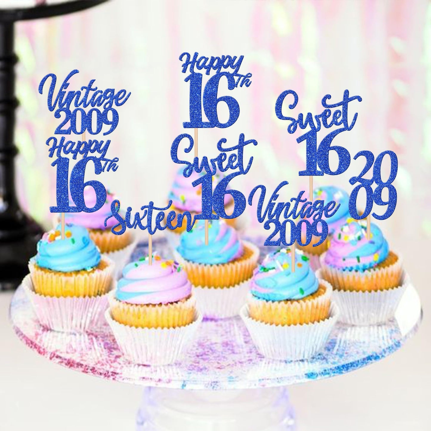 30Pcs Happy 16Th Birthday Cupcake Toppers Cheers To 16 Vintage 2009 Cupcake Picks Sweet 16 Sixteen 16Th Birthday Decorations For