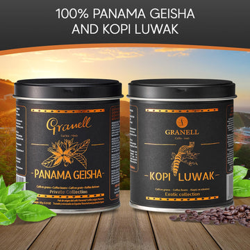 Caf  S Granell - Kopi Luwak + Panama Geisha Coffee | Exotic Collection Coffee | Fresh Whole Gourmet Beans | Quality Controlled |