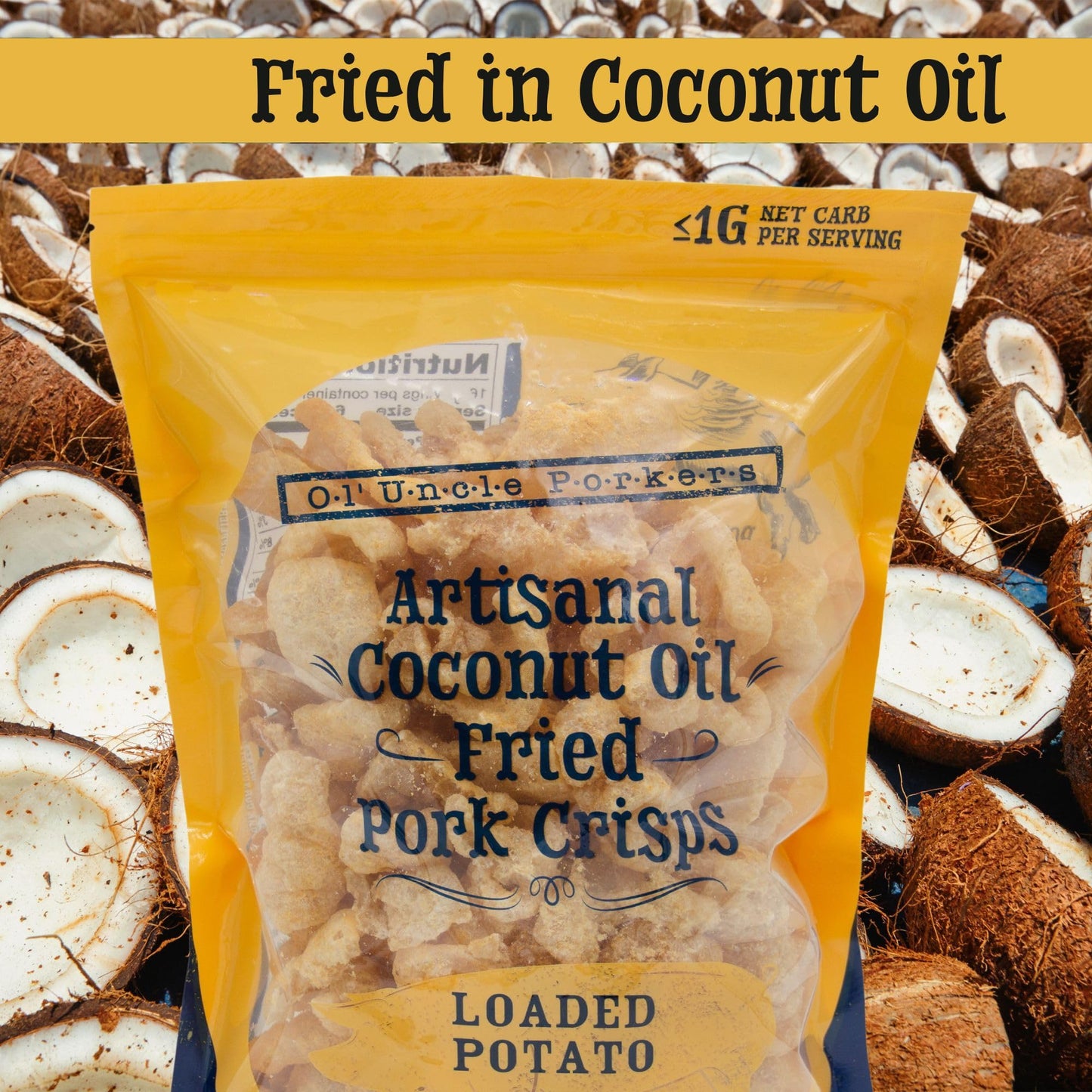 Ol Uncle Porkers Keto-Friendly Pork Rinds, Loaded Baked Potato Flavor, 8oz Bag