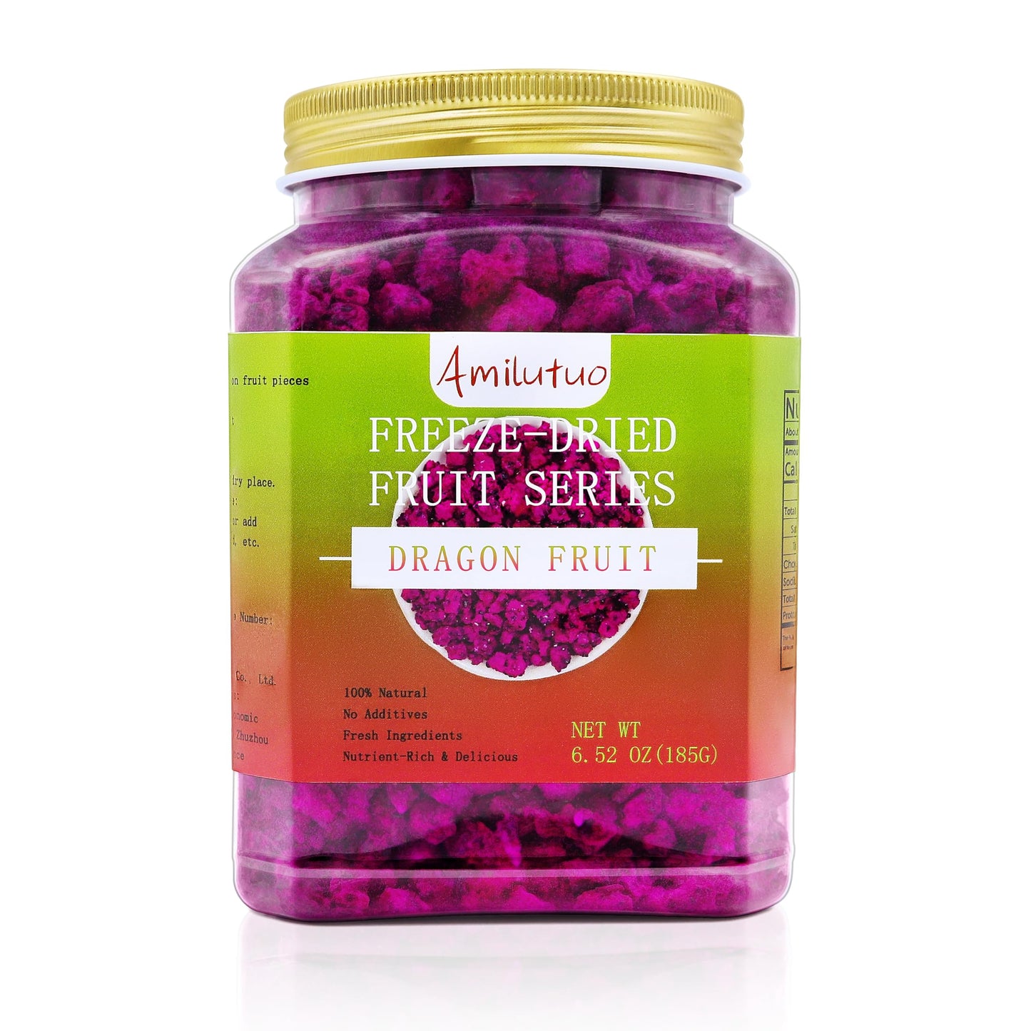 Amilutuo Freeze-Dried Dragon Fruit, Freeze-Dried Fruit, No Added Sugars, 6.52OZ/185g Dragon Druit Chunks, Dry Drag-on Fr-uit, Id