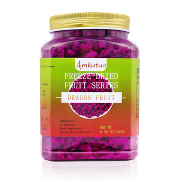 Amilutuo Freeze-Dried Dragon Fruit, Freeze-Dried Fruit, No Added Sugars, 6.52OZ/185g Dragon Druit Chunks, Dry Drag-on Fr-uit, Id