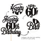 Rssta i Birthday Cake Topper Black Glitter 60 & Fabulous, Celebrating 60th Birthday, Model XM063-new-Black 60th