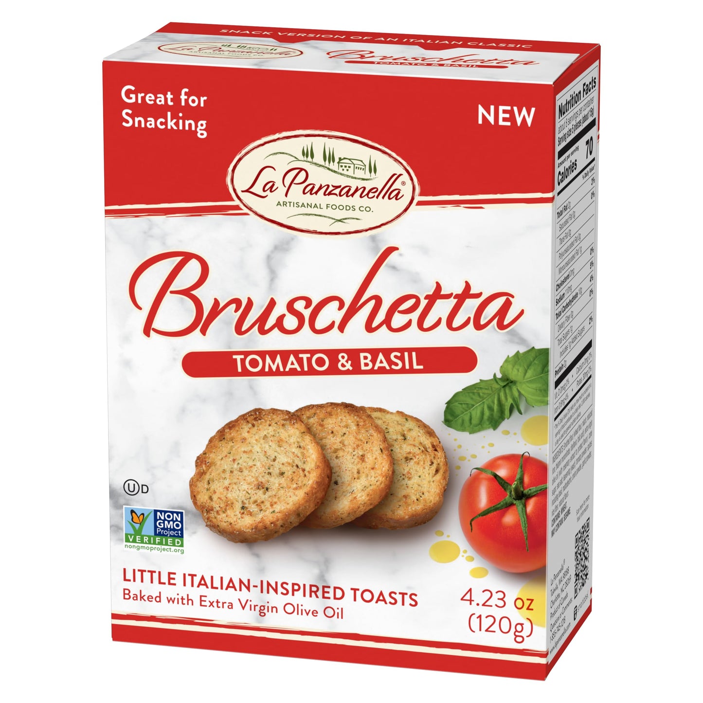 La Panzanella Tomato and Basil Bruschetta Crackers - Italian-inspired Toasts, Made with Non-GMO Project Verified Ingredients, Fo