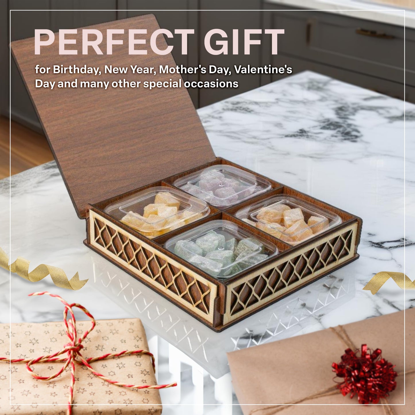 Eastanbul Turkish Delight, 35.3Oz, Turkish Delights Candy, Turkish Delight Assorted, Lokum, Turkish Delights In Souvenir Wooden