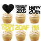 18pcs Black Gold Glitter Dessert Cupcake Pick for Straight Outta 2005 Cheer to 20 Years Old Theme Decor Supplies Happy 20th Birt