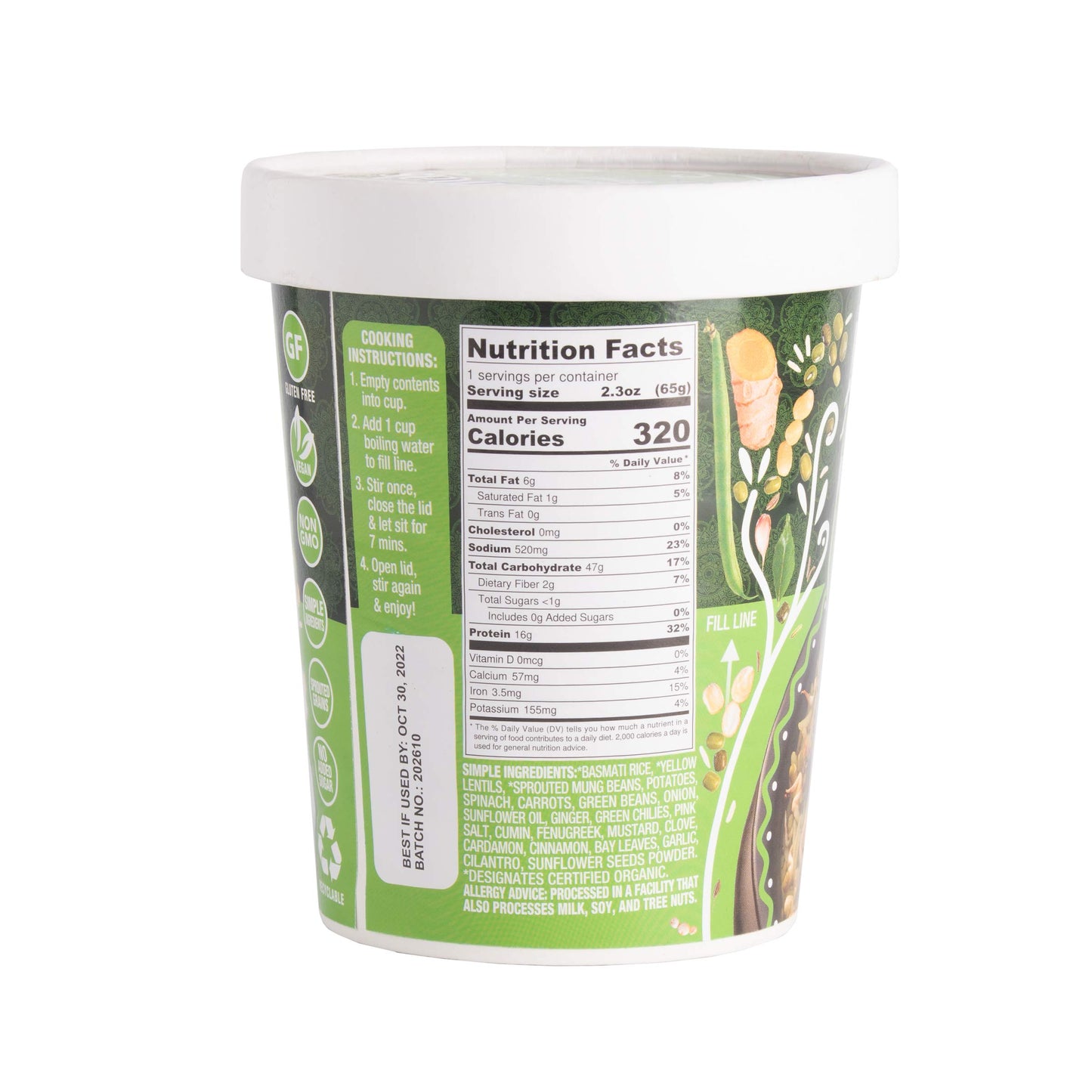 Aahanas Mung Beans & Rice Bowl – Vegan, Gluten-Free, Non-GMO, 2.3 oz (Pack of 4) – Ready to Eat Indian Vegetarian Meal