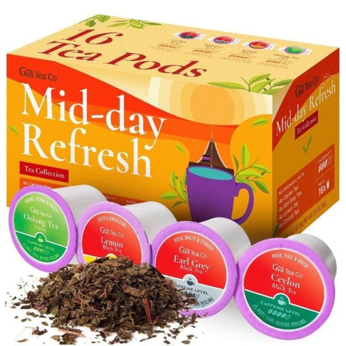 Gya Tea Co Mid-day Refresh Tea Pod Collection Gift Set - Assorted Flavors, 16 Count