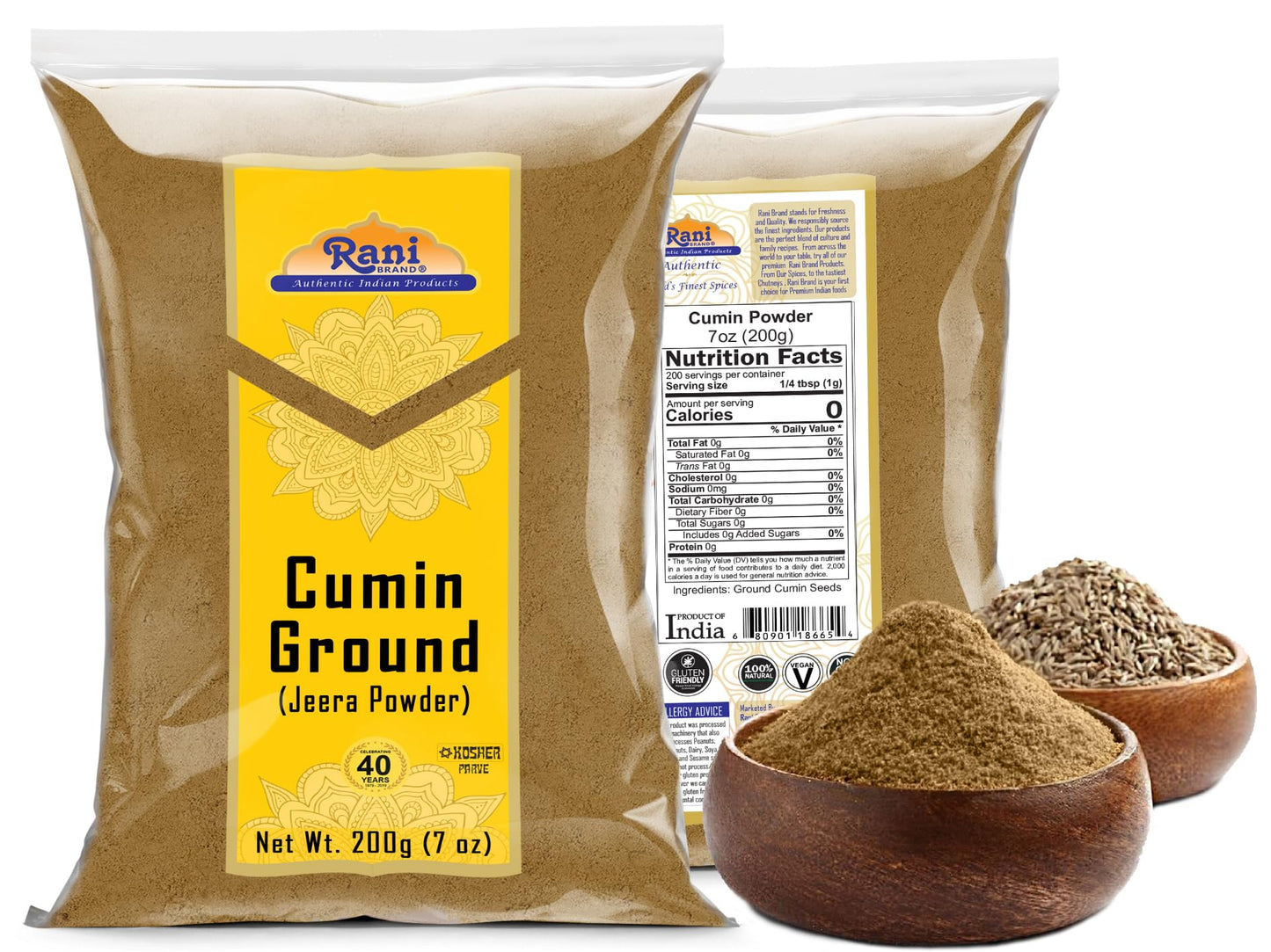 Rani Cumin (Jeera) Powder Spice 7Oz (200G) ~ All Natural | Vegan | Gluten Friendly | Non-Gmo | Kosher | Indian Origin