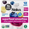 Noka Superfood Fruit Smoothie Pouches, Blueberry Acai with Brain Support, Healthy Snacks w/ 850mg Omega-3 Flax Seed, Plant Prote