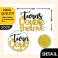 Talorine Twins Double The Love Cake Topper, Gold Black Glitter, Cardboard