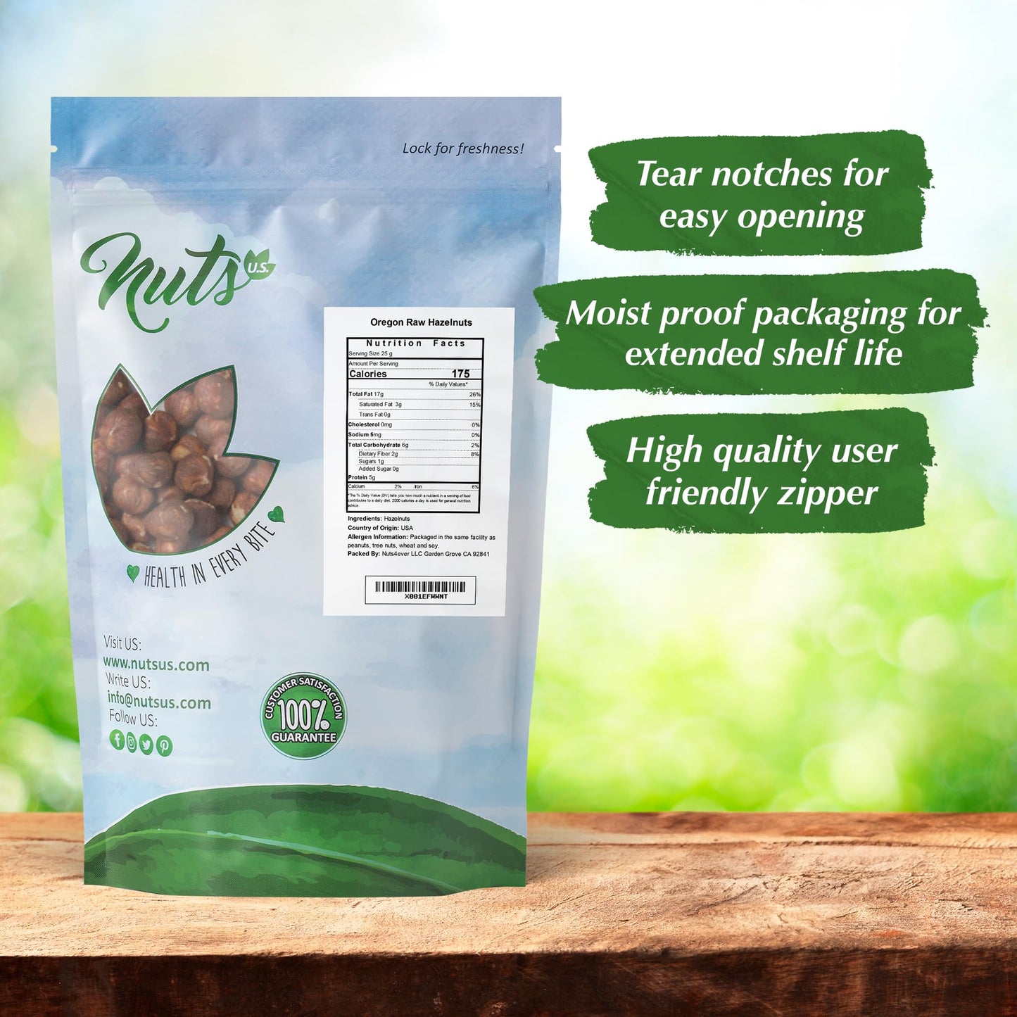 Nuts U.S. - Oregon Hazelnuts (Filberts) | Raw And Unsalted | Steam Pasteurized And Non-Gmo | No Shell - Just Kernels | Jumbo Siz
