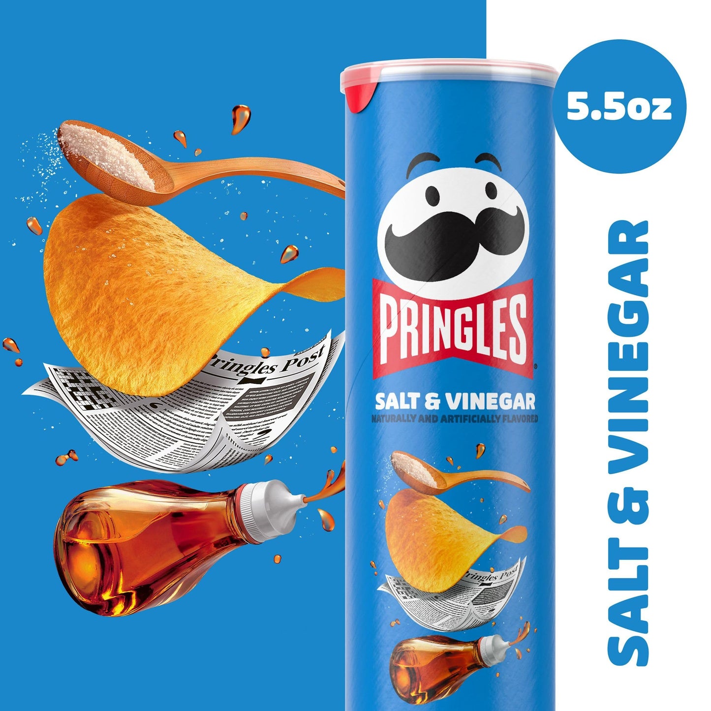 Pringles Salt & Vinegar Flavored Potato Crisps, 158 Gram
