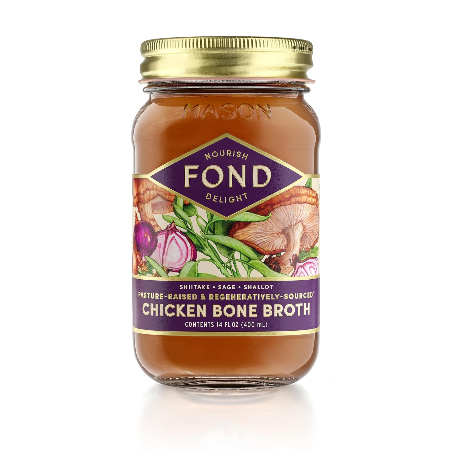 FOND NOURISH DELIGHT Organic Chicken Bone Broth - 12 Pack, 14 Fl Oz Each