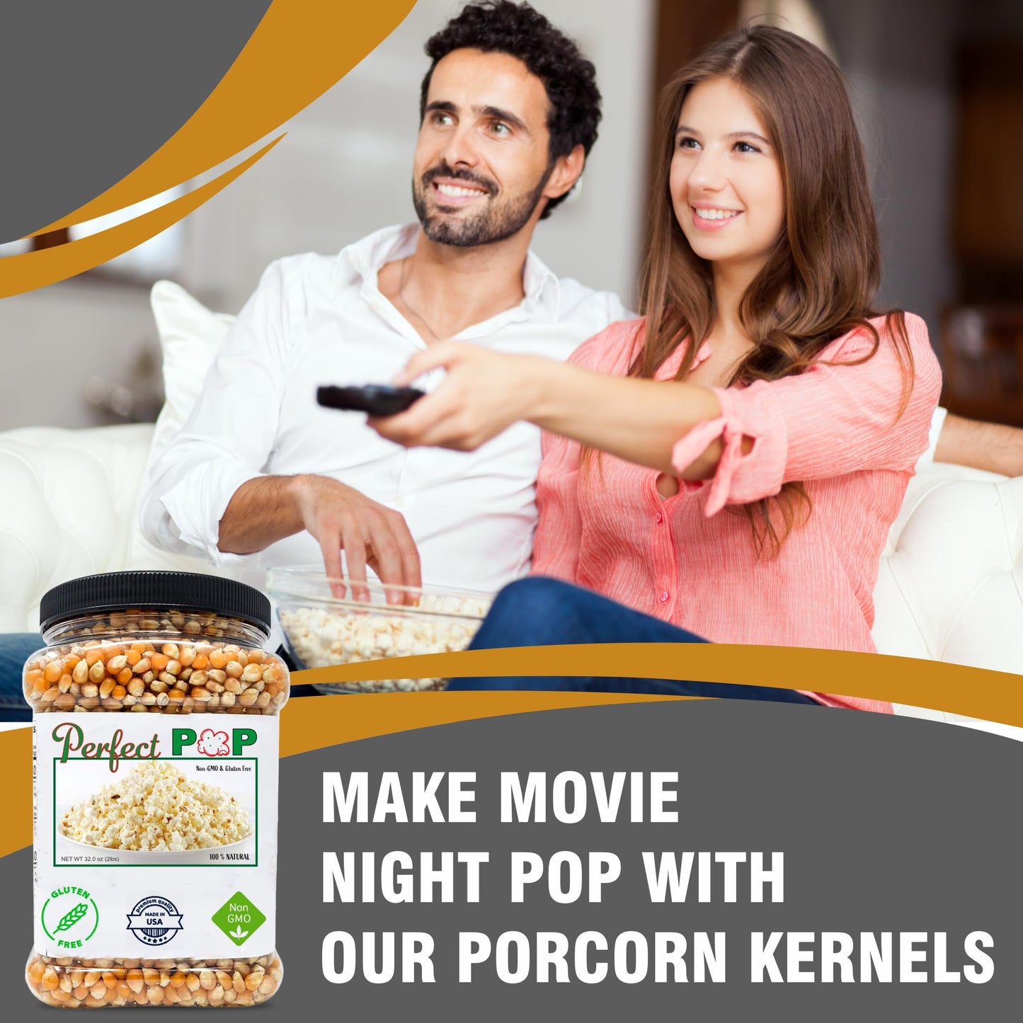 Concession Essentials Premium Gourmet Popcorn Kernels - Butterfly Style - 2lbs (32 Ounce) - Model CE-Original Kernels-2lb