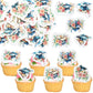 Ephlyn 54Pcs Edible 2025 Graduation Cupcake Toppers Wafer Paper Flower Grad Cap Cupcake Picks Diploma Done Congrats Grad Cake De