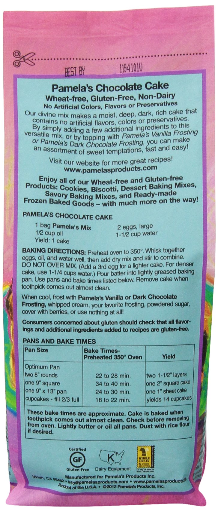Pamela'S Products Vlx-1035 Luscious Chocolate Cake Mix, 21 Oz