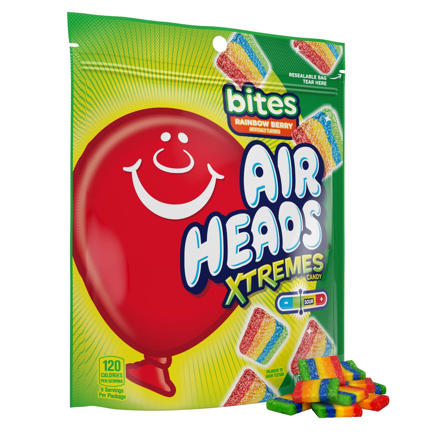 Airheads Xtremes Bites, Halloween Trick or Treat Sweetly Sour Candy, Rainbow Berry, Individually Wrapped Bulk Candy for Adults &