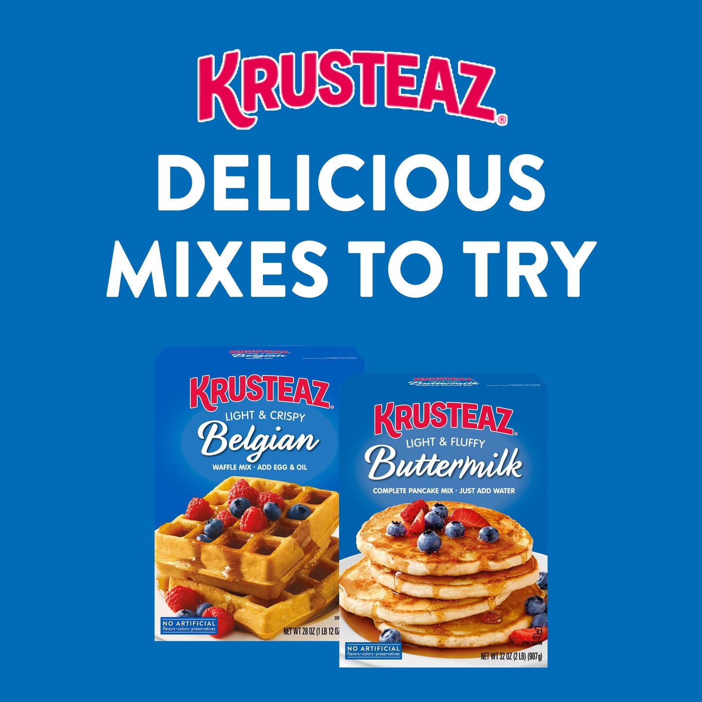 Krusteaz Light and Fluffy Buttermilk Complete Pancake Mix, Waffle and Pancake Mix, Just Add Water, 32 oz Box