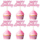 YCTHUNFISH 24 Pack Cupcake Toppers Glitter Bamboo Picks W 2.5 inch H 4.2 inch Pink for Birthday Baby Shower Party Decorations