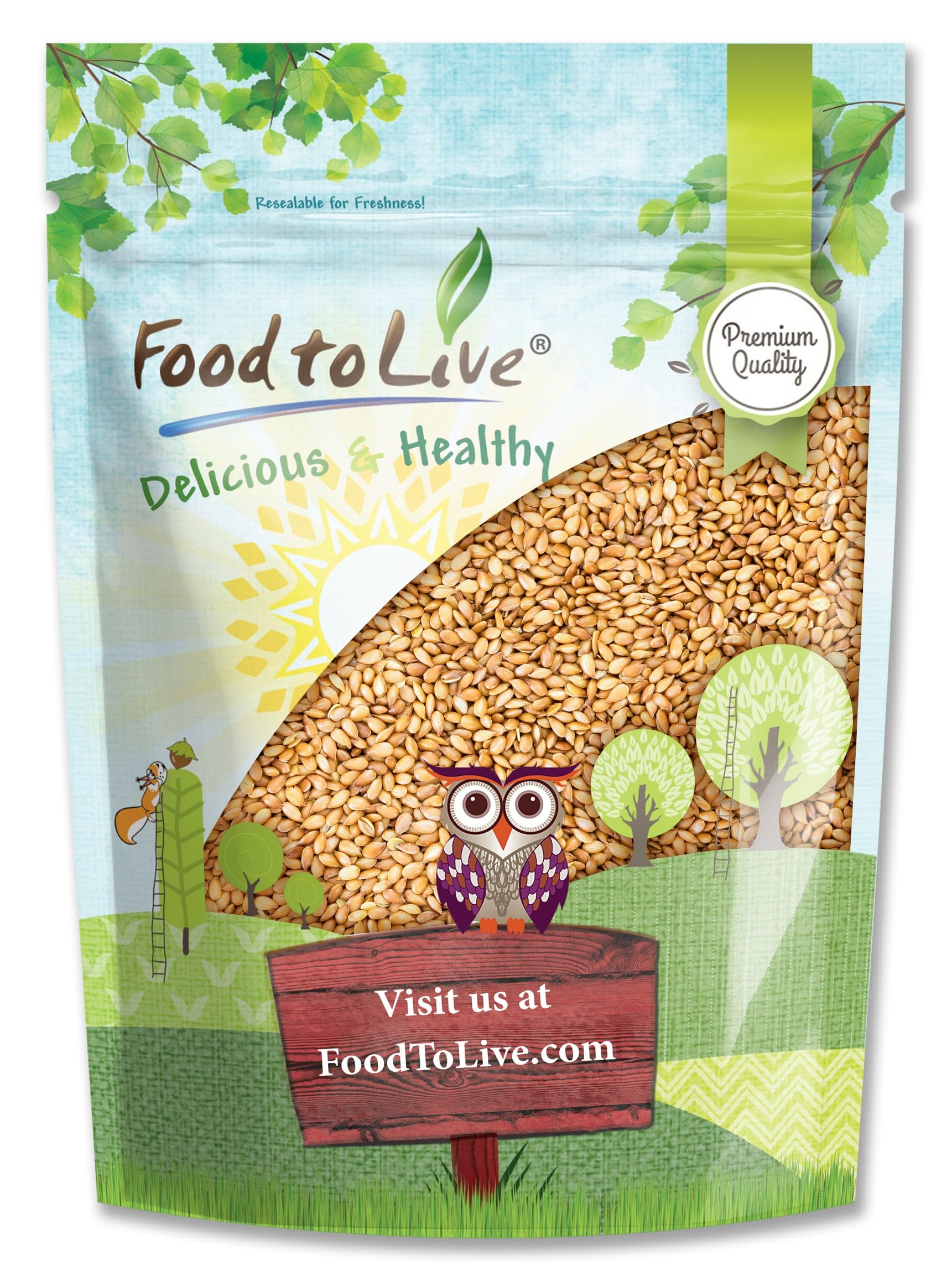 Food to Live Golden Flax Seeds - Premium Whole Flaxseeds, Raw, Vegan, Kosher, 5 Pounds