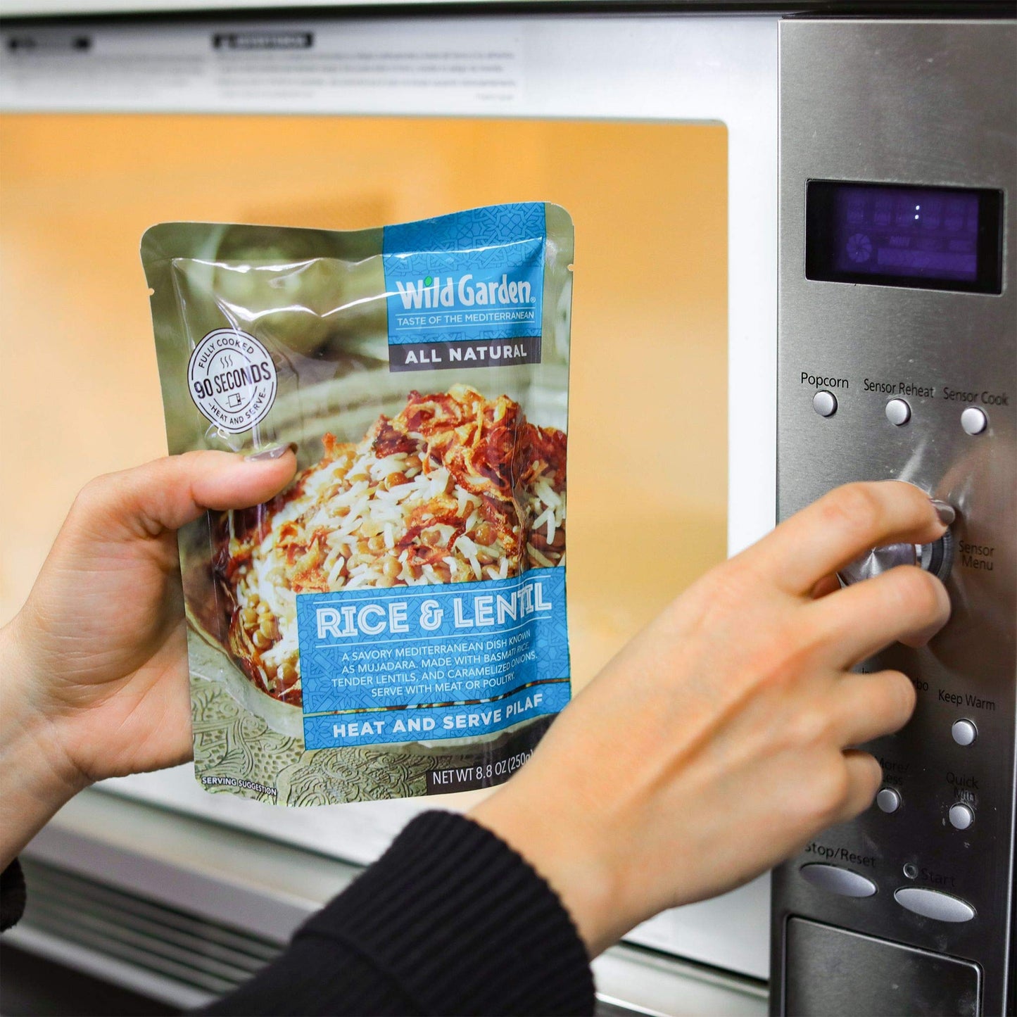 Wild Garden Heat and Serve Pilaf, Rice & Lentil, Fully Cooked, Ready to Eat, Microwavable 8.8 oz, 6 pack