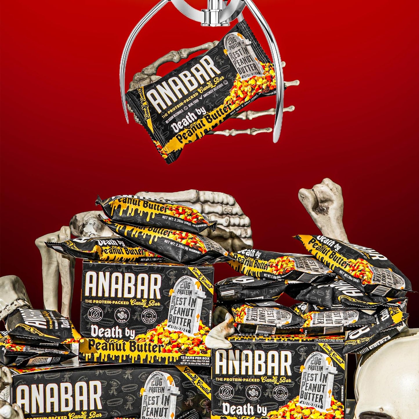 Anabar Protein Bar, The Protein-Packed Candy Bar, Amazing Tasting Protein Bar, No Sugar  S, High Protein, Amazingly Delicious, 20 Grams Of Protein (12 Bars, Death By Peanut Butter)