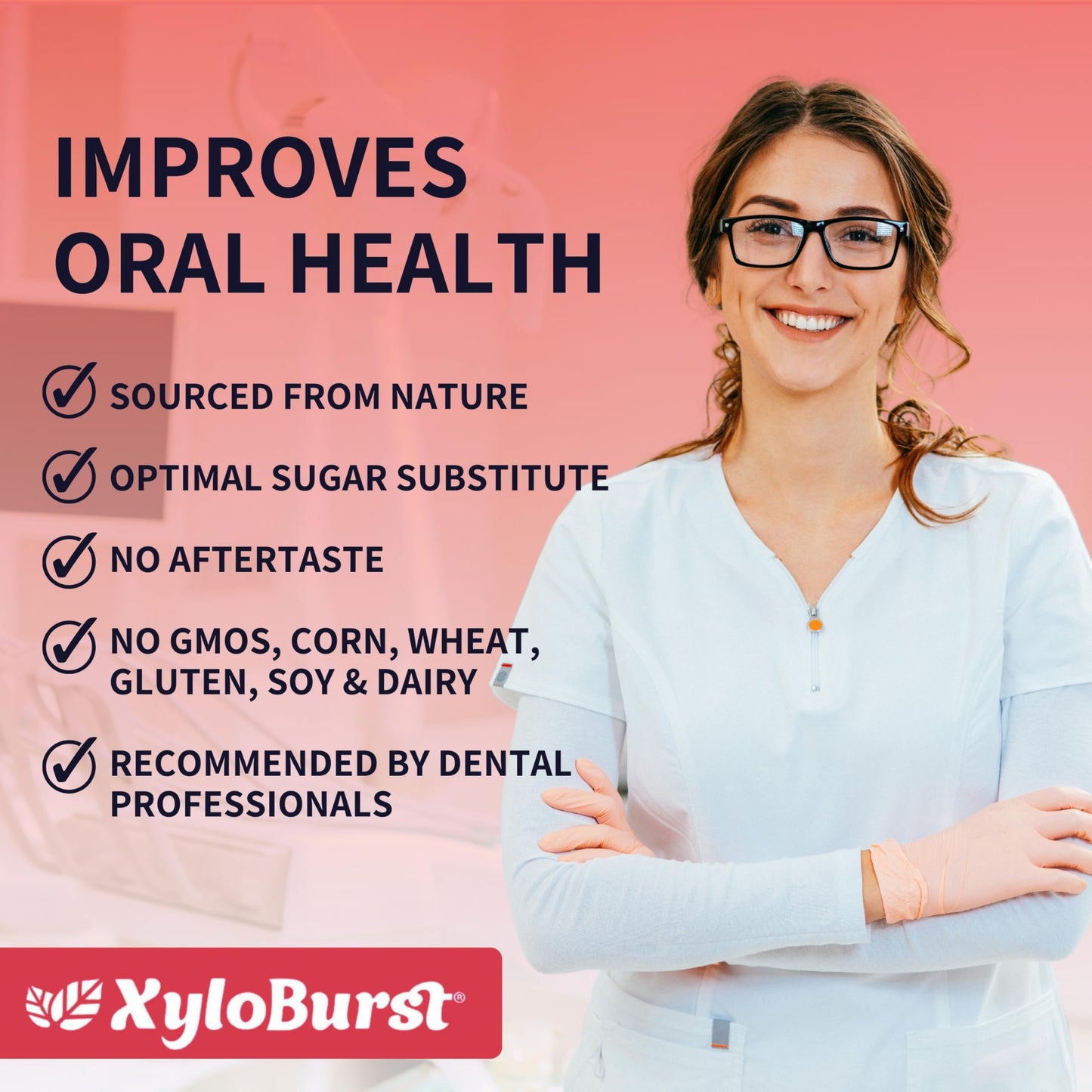 Xyloburst Xylitol Chewing Gum, Sugar Free, Gluten Free, Keto Friendly, Cinnamon, 12 Count, Reddish-brown