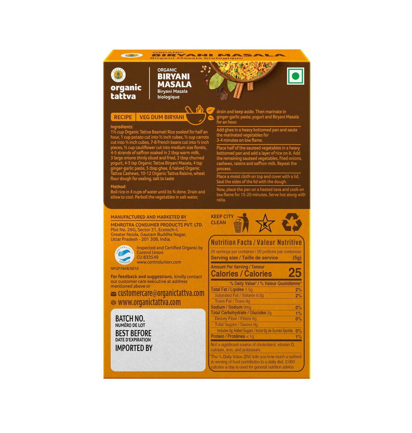 Organic Tattva, Organic Biryani Masala Powder 100 Gram | Rich In Flavour And No Artificial Additives