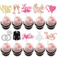 YCTHUNFISH Bride to Be Cupcake Toppers - 30 Pack Glitter Diamond Ring Decorations for Bridal Shower, Engagement, Bachelorette Party - Multi