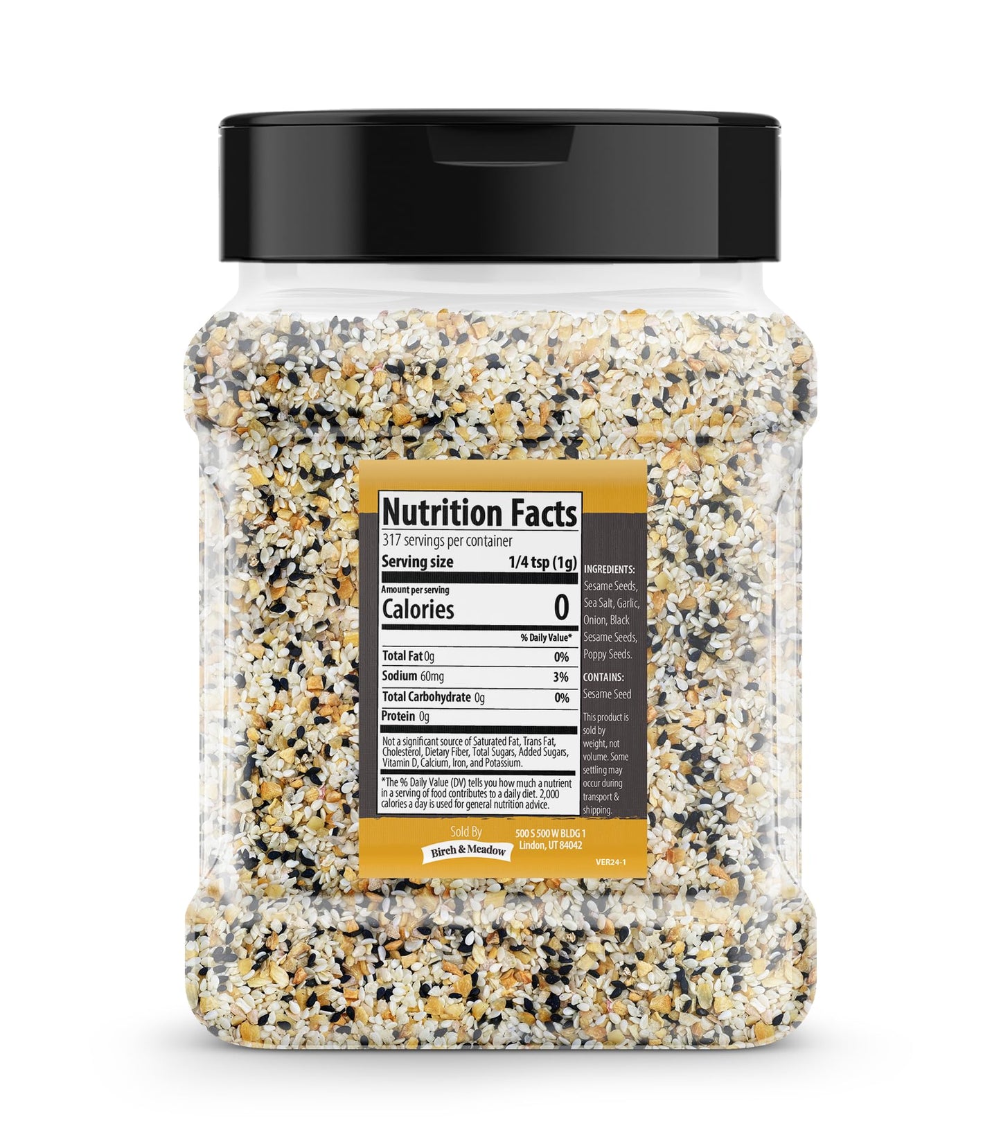 Birch & Meadow Everything Bagel Seasoning, 11.2 Oz, Pre-Mixed Spices & Seeds, Crunchy Texture