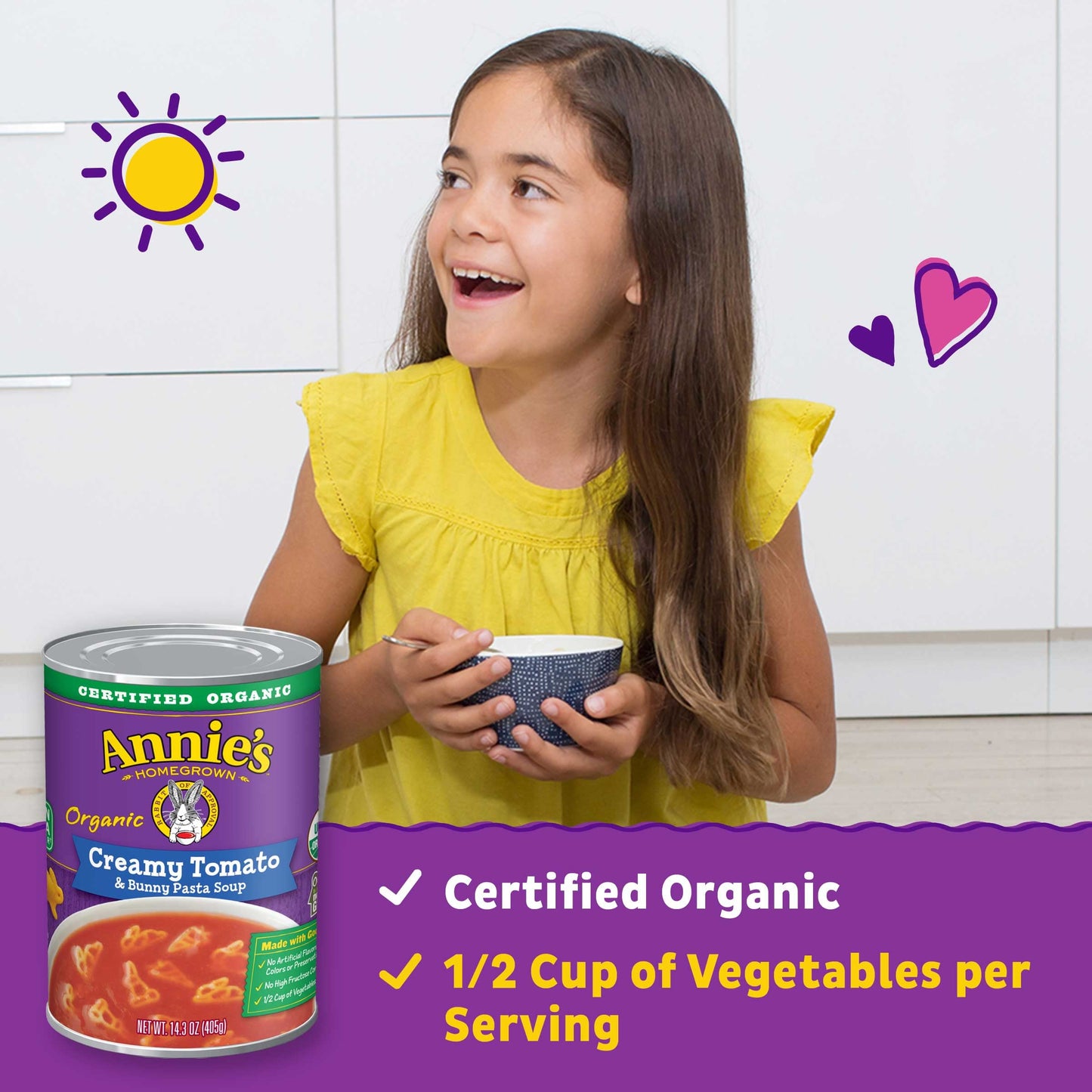 Annies Creamy Tomato and Bunny Pasta Canned Soup, Ready To Serve, 14.3 oz