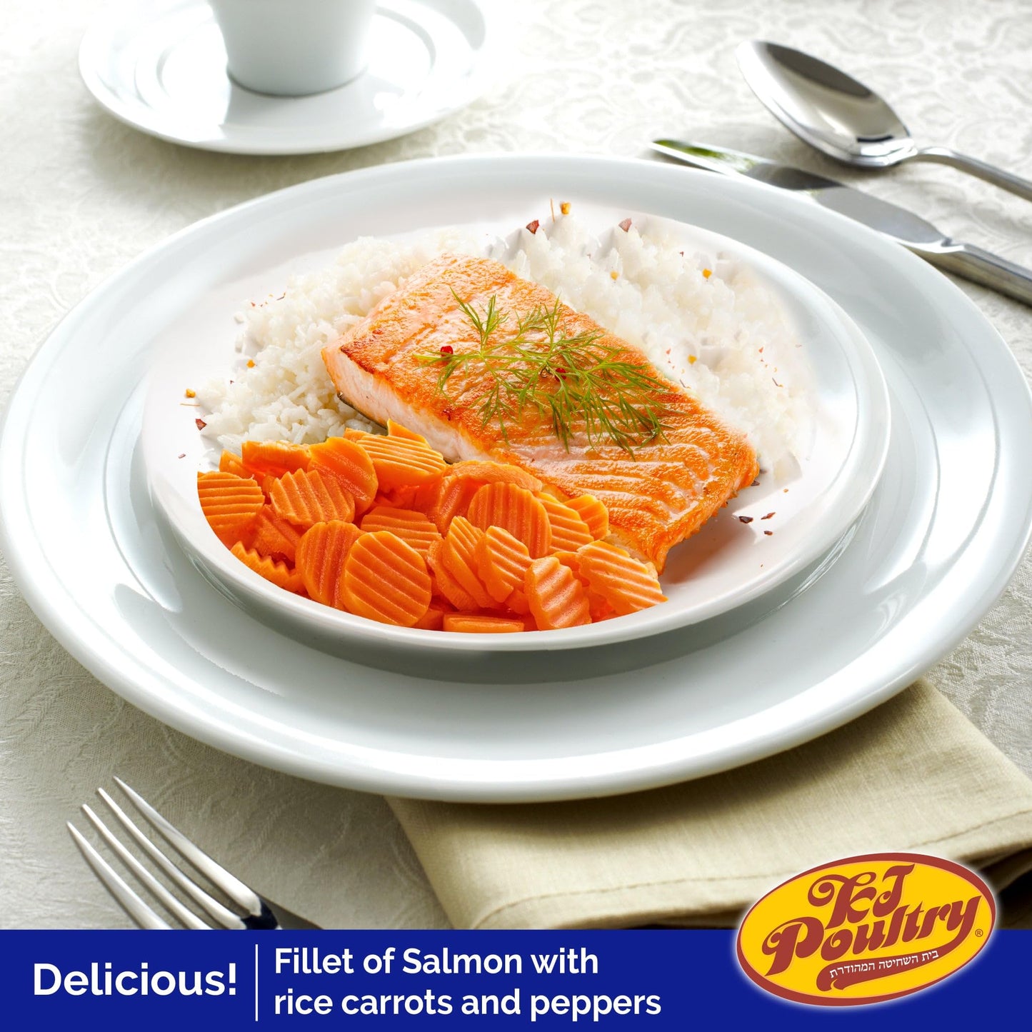 KJ Poultry Kosher Ready Meals - Salmon Fillet Fish, Parve MRE Meal Ready to Eat, Protein Food, Halal, (1 Pack) Prepared Entree F