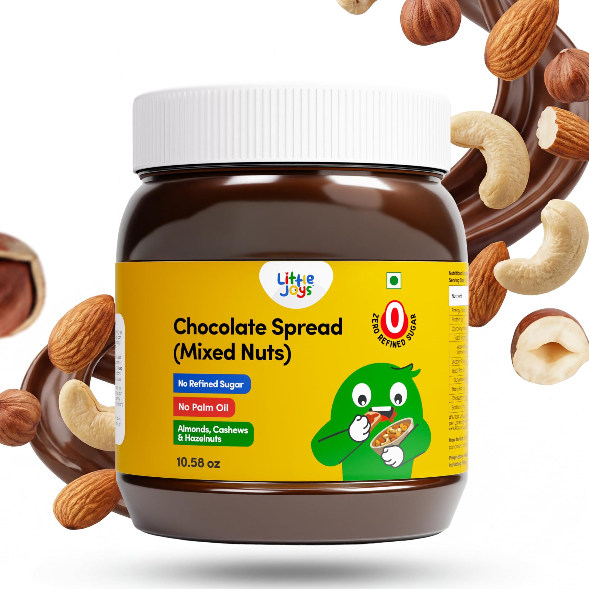 Little Joys Mixed Nuts Chocolate Spread for Kids | No Refined Sugar | 15% Nuts - Hazelnut, Almonds, Cashews | No Palm Oil | 10.5