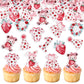 40 Pack Edible Strawberry Cupcake Toppers Strawberry One Bear Rabbit Bridal Engagement Baby Shower Birthday Party Drink Toppers 