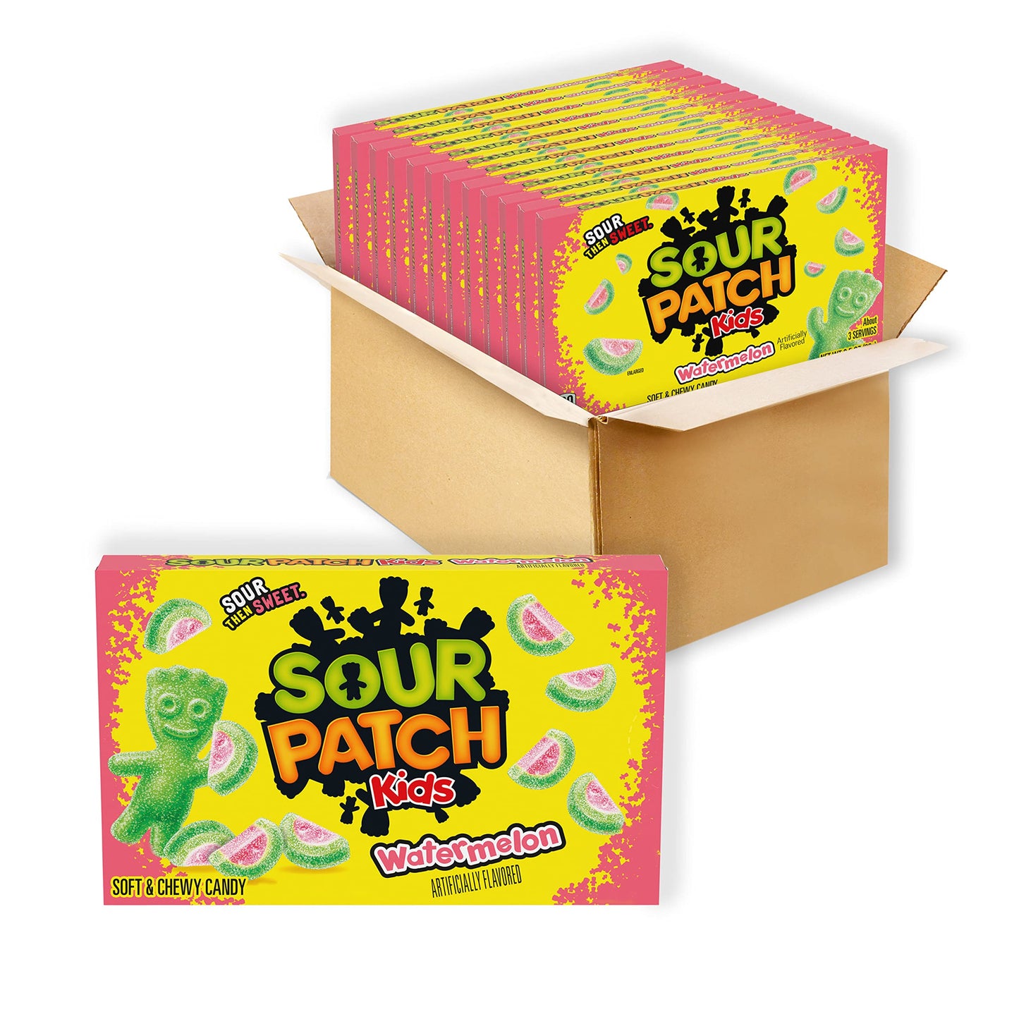 SOUR PATCH KIDS Watermelon Soft & Chewy Candy, Halloween Candy, 12 - 3.5 oz Boxes