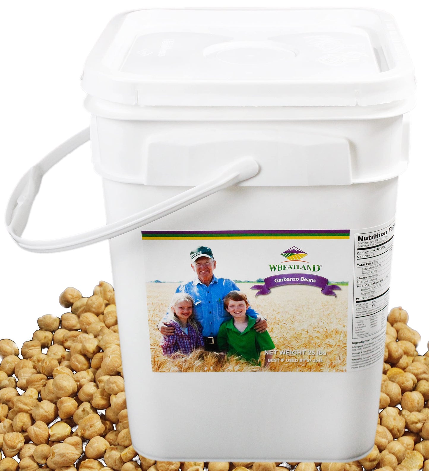 Wheatland Garbanzo Beans Chickpeas  20 lb Bucket, Mylar, Oxy-Pack  Emergence Food Storage  Idaho Grown  Non-GMO  Lab Tested  Spr